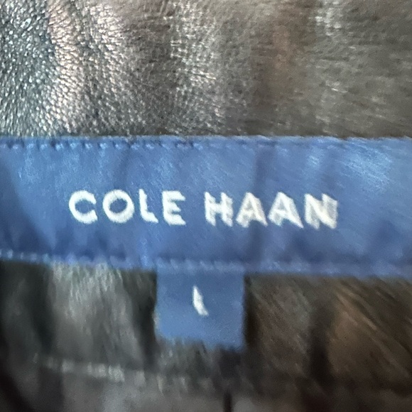 Cole Haan Black Quilted Leather Moto Jacket. Size large. - Picture 14 of 14